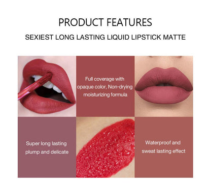 6Pcs Matte Liquid Lipstick Makeup Set