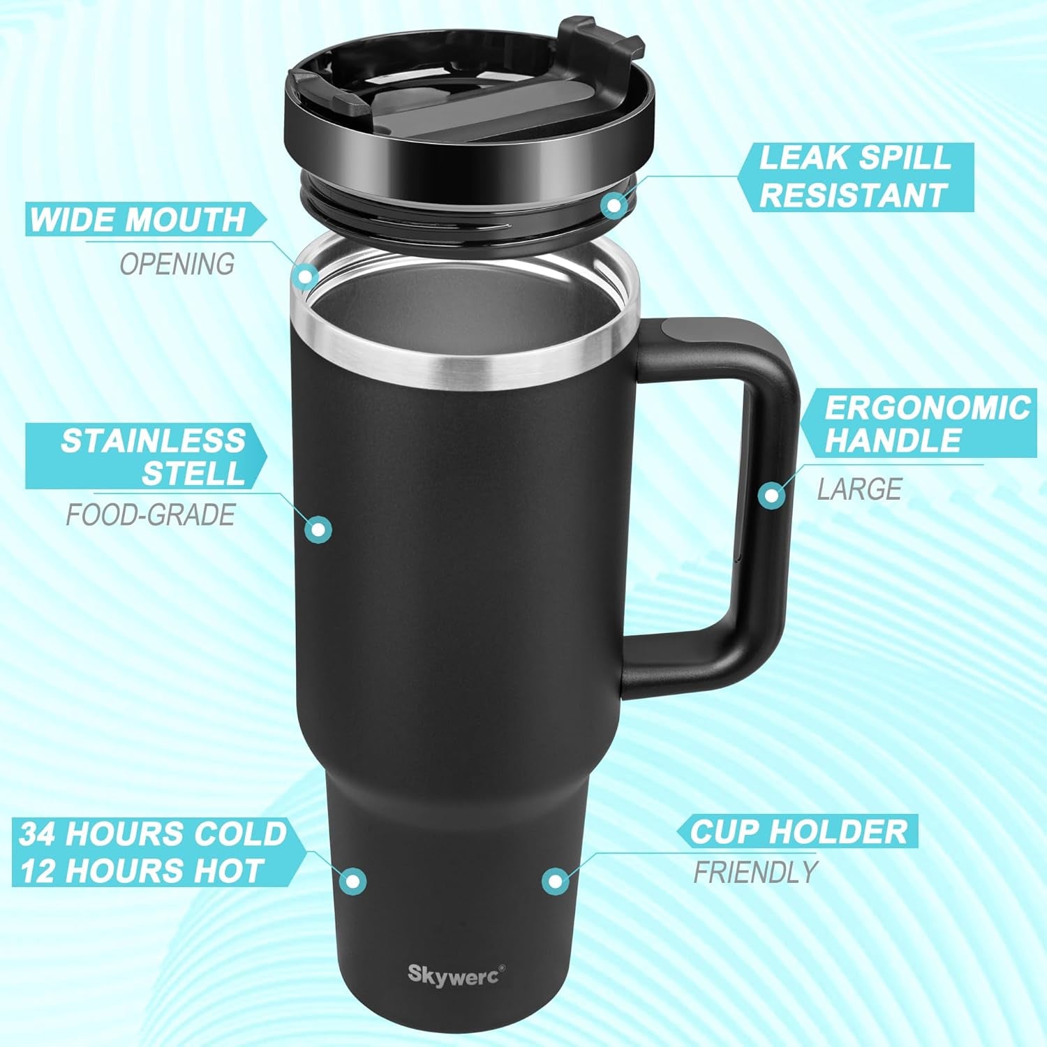 40 Oz Tumbler with Handle and Straw