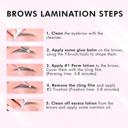 Lash Lift Kit & Eyebrow Lamination Kit, 2-In-1 Solution, at Home Brow Lamination Kit, Beginner/Professional, Eyelash Lift Kit, Lasts 6-8 Weeks, 15 Applications, DIY Brow + Lash Perm Kit