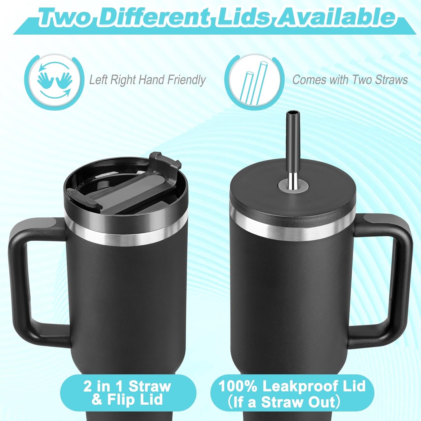 40 Oz Tumbler with Handle and Straw