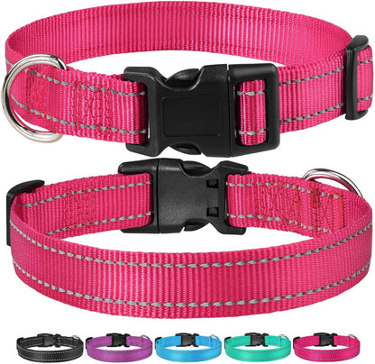 Reflective Dog Collar with Adjustable Buckle 