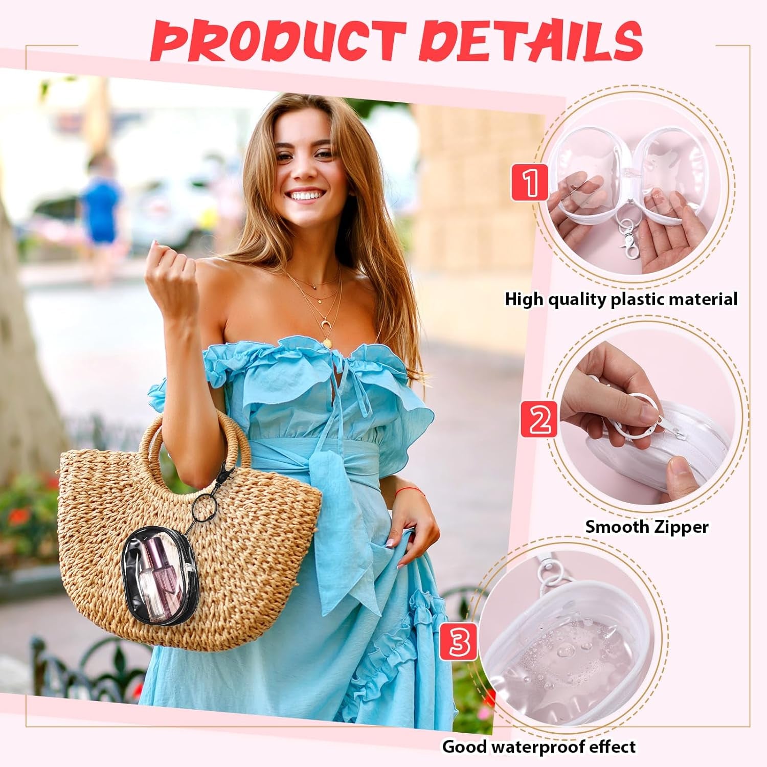 4 PCS Clear Keychain Pouch