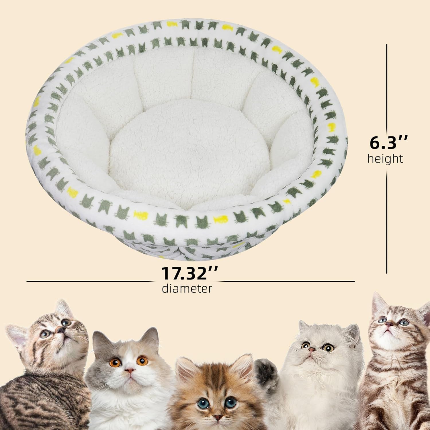 Cozy round Fluffy Plush Pet Bed