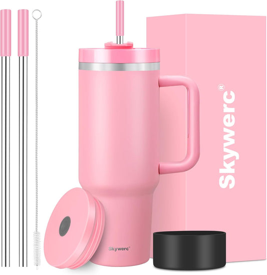 40 Oz Tumbler with Handle and Straw