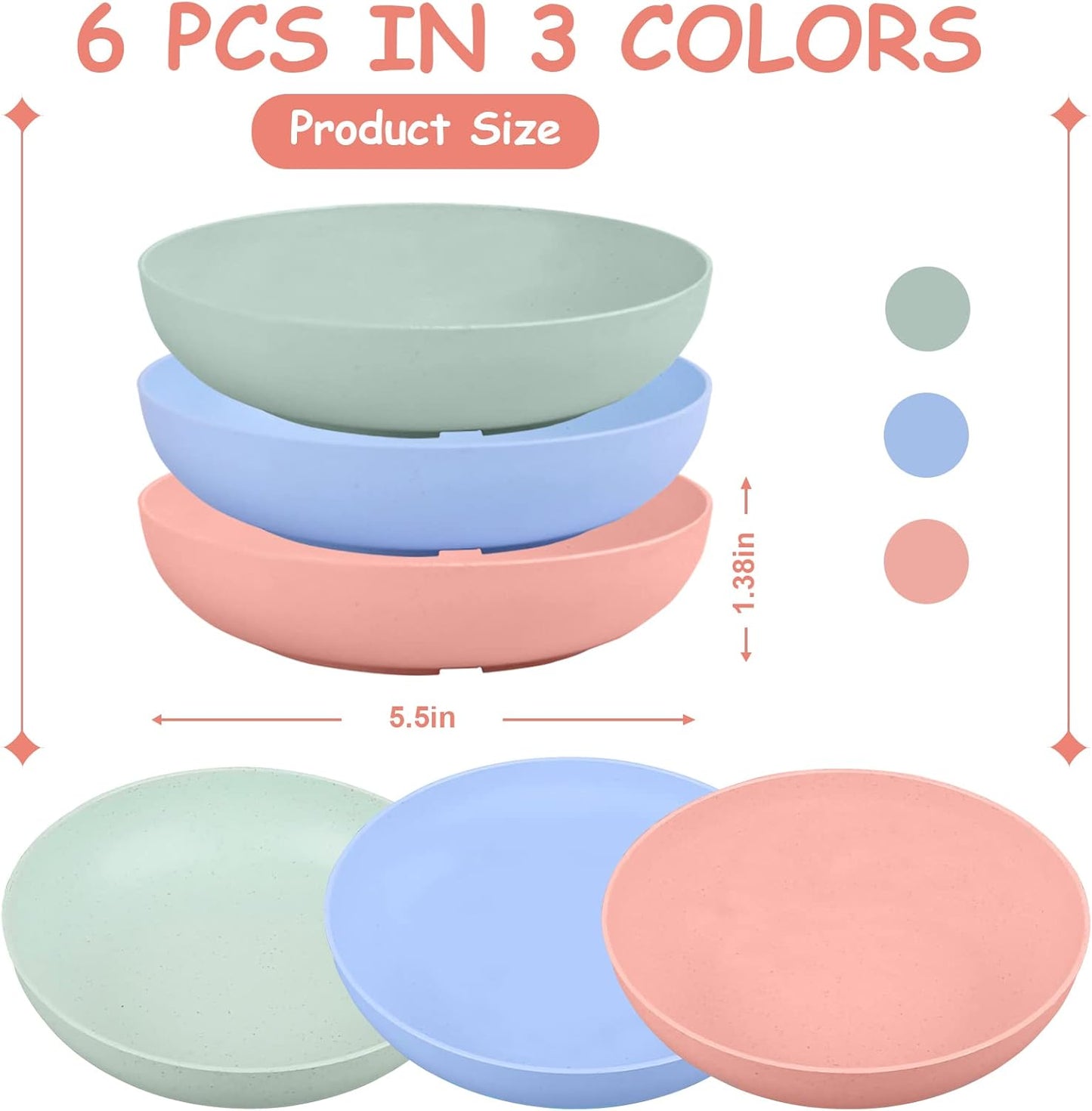 6-Pieces Whisker Fatigue Bowl 