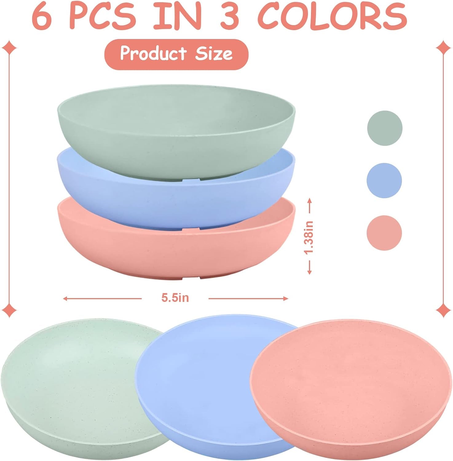 6-Pieces Whisker Fatigue Bowl 