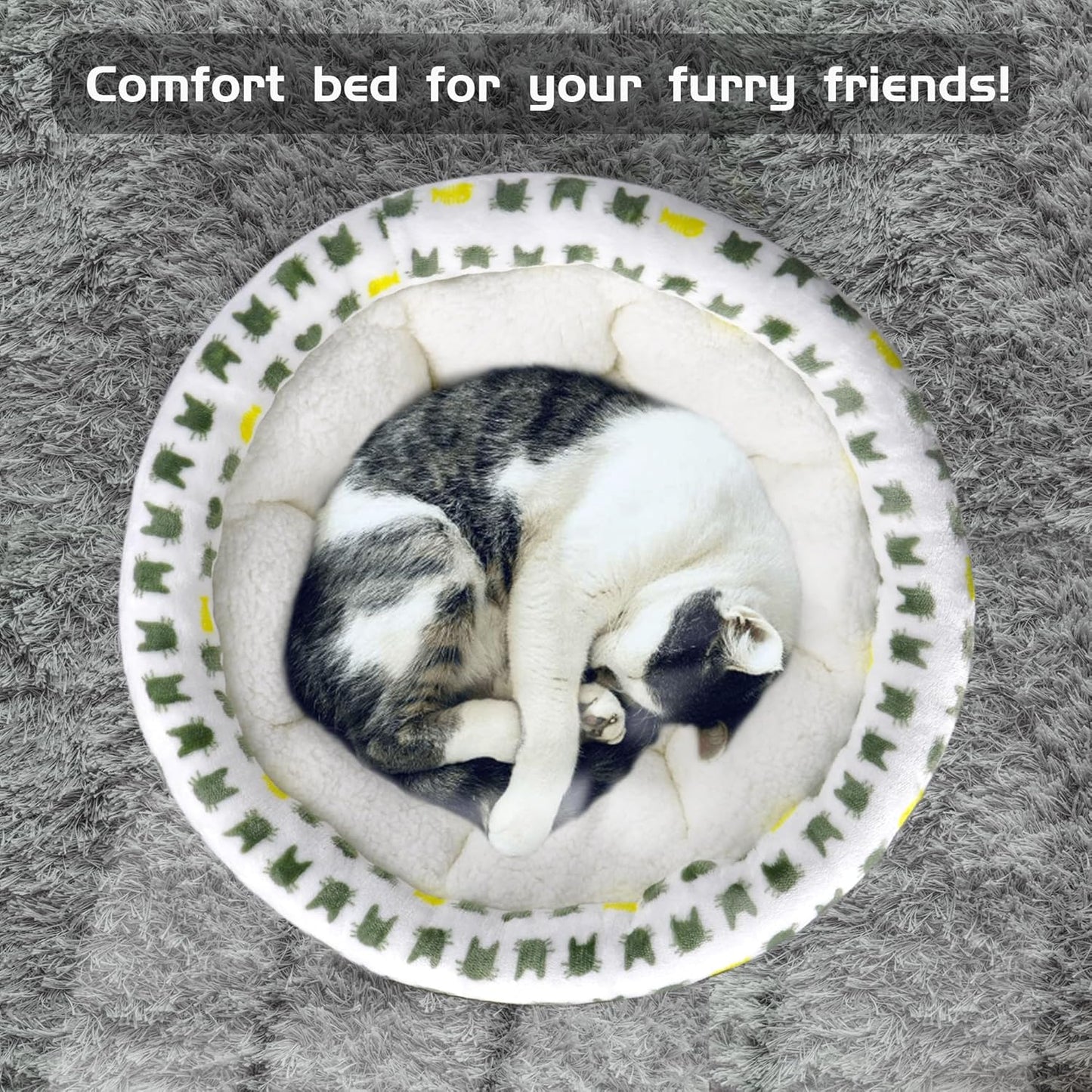 Cozy round Fluffy Plush Pet Bed