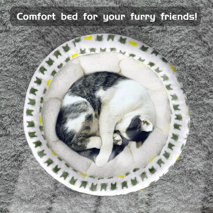 Cozy round Fluffy Plush Pet Bed