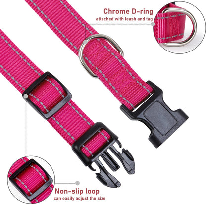 Reflective Dog Collar with Adjustable Buckle 