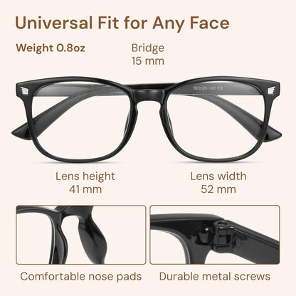 Stylish Blue Light Glasses for Woman - Computer Glasses 99% Blue Light Blocking - Lightweight TR90 Frames - 3 Pack