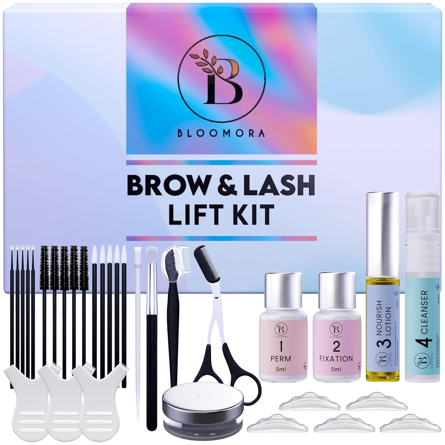 Lash Lift Kit & Eyebrow Lamination Kit, 2-In-1 Solution, at Home Brow Lamination Kit, Beginner/Professional, Eyelash Lift Kit, Lasts 6-8 Weeks, 15 Applications, DIY Brow + Lash Perm Kit