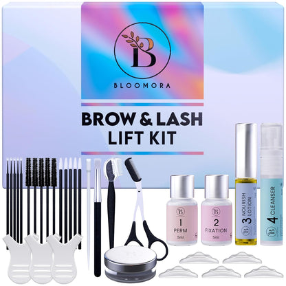 Lash Lift Kit & Eyebrow Lamination Kit, 2-In-1 Solution, at Home Brow Lamination Kit, Beginner/Professional, Eyelash Lift Kit, Lasts 6-8 Weeks, 15 Applications, DIY Brow + Lash Perm Kit